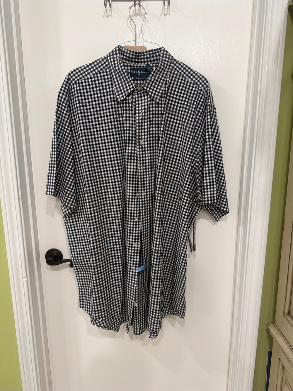 Ralph Lauren Black and White Gingham Short-Sleeve Button-Down Shirt